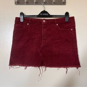 Low Waisted Maroon Corduroy Skirt